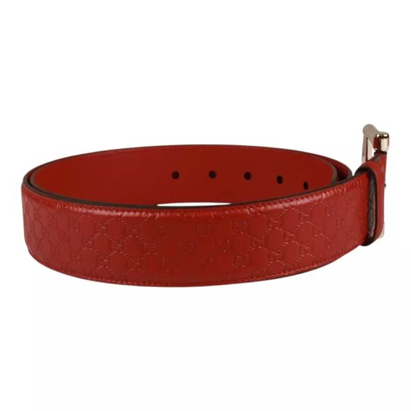Authentic Gucci Micro Guccissima Belt red leather